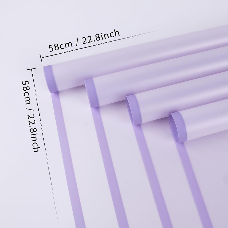 FUHITIM 20 Sheets Flower Wrapping Paper - Waterproof Floral Bouquet Packaging Paper for DIY Crafts，Florist Supplies Packaging Paper for Wedding Birthday Gift (Translucent Light Purple) - Image 2
